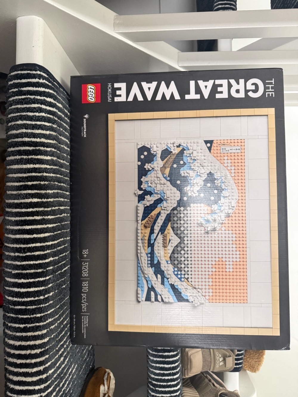 Lego Great Wave Mosaic Art Set - Black, Blue, Peach & Tan Box